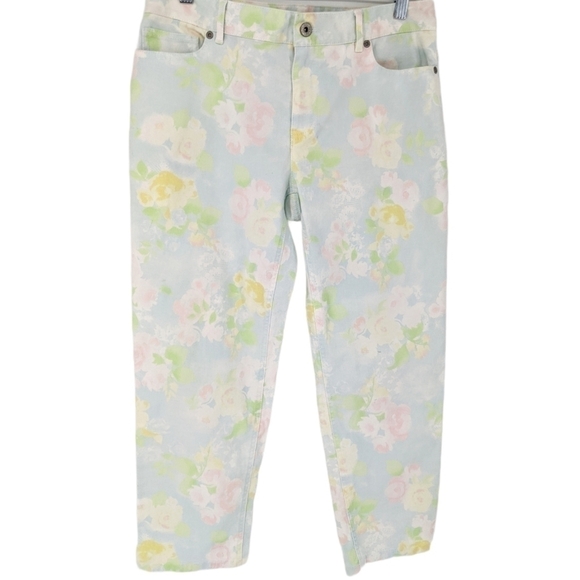 J. Jill Pants - J Jill Authentic Fit Crop Pants Pastel Floral 8